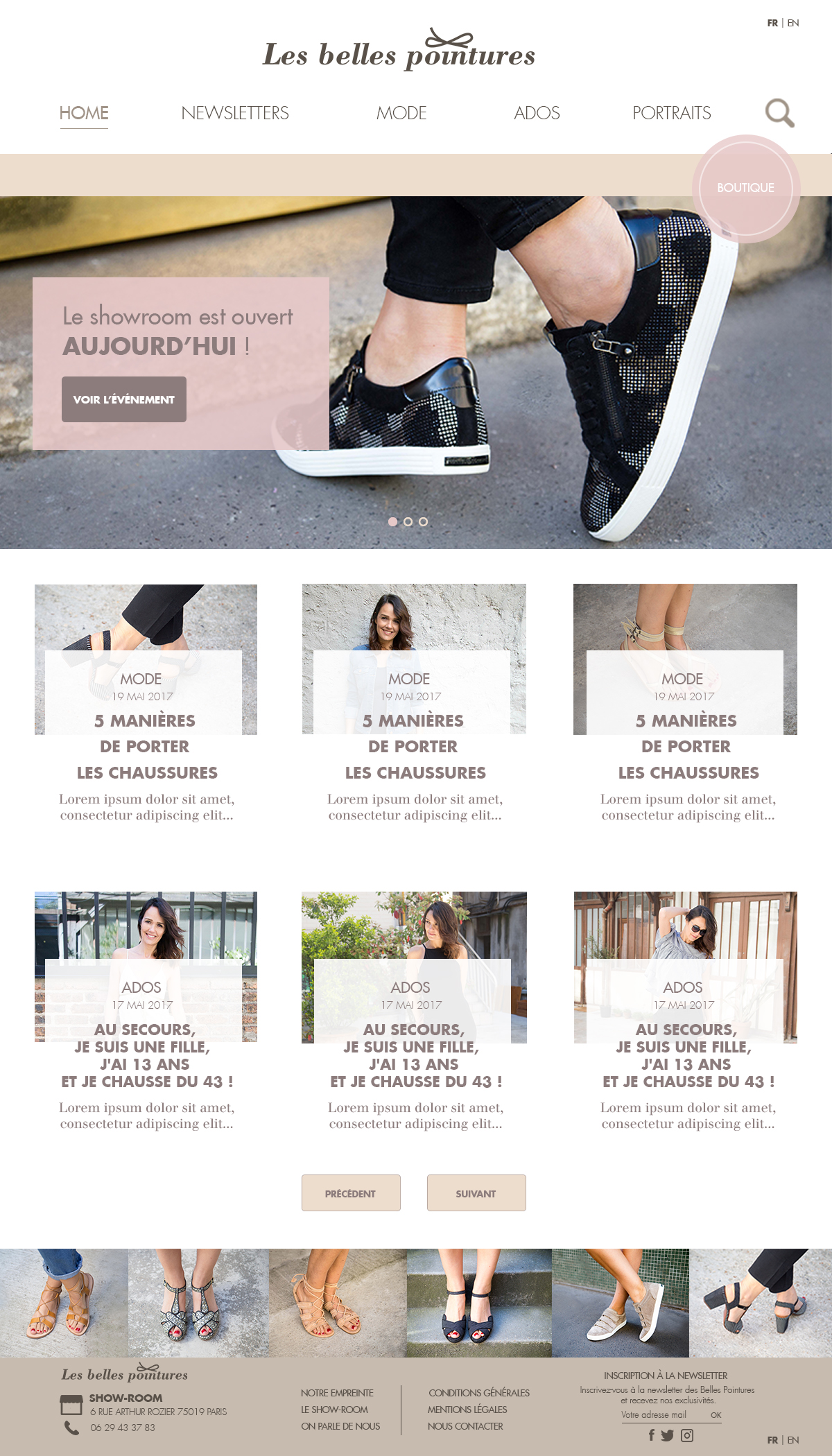 blog - les belles pointures - la pointe des pieds webdesign - maquette - wireframe