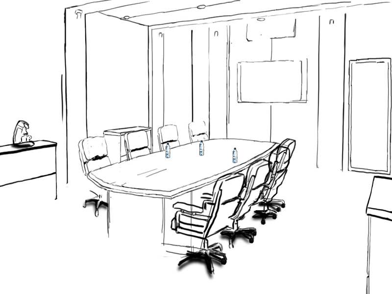 serious game crisis manager - natixis - decor - meeting room - digital painting